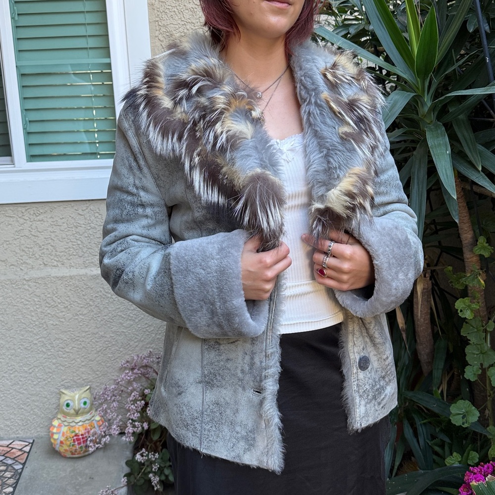 Vintage 80’s grayish blue sheepskin jacket